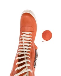 orange hohe Sneakers aus Leder von Rick Owens