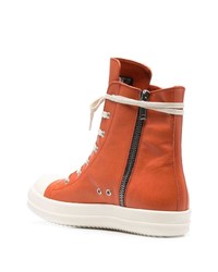 orange hohe Sneakers aus Leder von Rick Owens