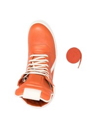 orange hohe Sneakers aus Leder von Rick Owens