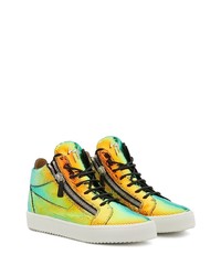 orange hohe Sneakers aus Leder von Giuseppe Zanotti