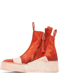 orange hohe Sneakers aus Leder von Boris Bidjan Saberi