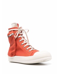 orange hohe Sneakers aus Segeltuch von Rick Owens DRKSHDW