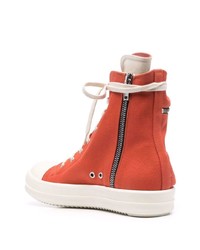 orange hohe Sneakers aus Segeltuch von Rick Owens DRKSHDW