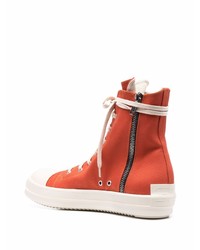 orange hohe Sneakers aus Segeltuch von Rick Owens DRKSHDW