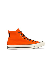 orange hohe Sneakers aus Segeltuch von Converse