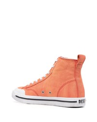 orange hohe Sneakers aus Segeltuch von Diesel