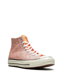 orange hohe Sneakers aus Segeltuch von Converse
