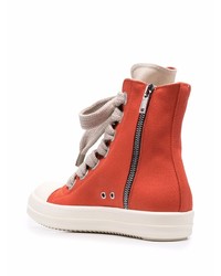 orange hohe Sneakers aus Segeltuch von Rick Owens DRKSHDW