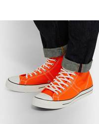 orange hohe Sneakers aus Segeltuch von Converse