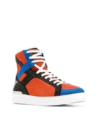 orange hohe Sneakers aus Segeltuch von Philipp Plein