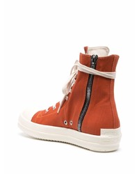 orange hohe Sneakers aus Segeltuch von Rick Owens DRKSHDW