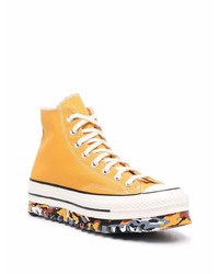 orange hohe Sneakers aus Segeltuch von Converse