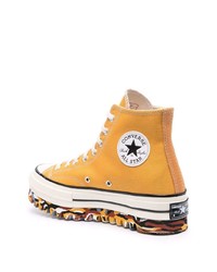 orange hohe Sneakers aus Segeltuch von Converse