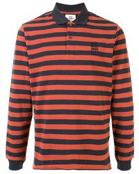 orange horizontal gestreifter Polo Pullover