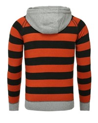 orange horizontal gestreifter Pullover mit einem Kapuze von Key Largo