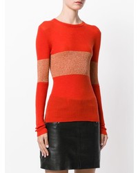 orange horizontal gestreifter Pullover mit einem Rundhalsausschnitt von Cashmere In Love