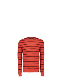 orange horizontal gestreifter Pullover mit einem Rundhalsausschnitt von LERROS