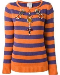 orange horizontal gestreifter Pullover mit einem Rundhalsausschnitt von Stella Jean