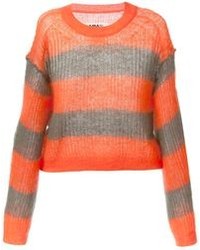 orange horizontal gestreifter Pullover