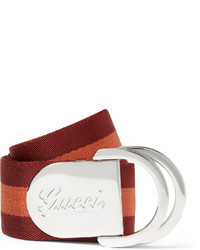 orange horizontal gestreifter Segeltuchgürtel von Gucci