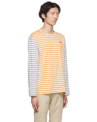 orange horizontal gestreiftes Langarmshirt von Comme Des Garcons Play