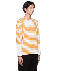 orange horizontal gestreiftes Langarmshirt von Comme Des Garcons Play