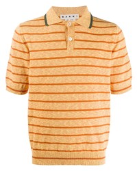 orange horizontal gestreiftes Polohemd von Marni