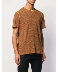 orange horizontal gestreiftes T-Shirt mit einem Rundhalsausschnitt von Roberto Collina