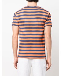 orange horizontal gestreiftes T-Shirt mit einem Rundhalsausschnitt von Polo Ralph Lauren