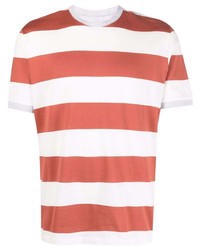 orange horizontal gestreiftes T-Shirt mit einem Rundhalsausschnitt von Eleventy