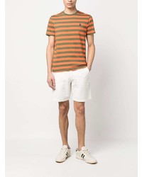 orange horizontal gestreiftes T-Shirt mit einem Rundhalsausschnitt von Polo Ralph Lauren