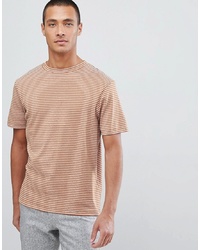 orange horizontal gestreiftes T-Shirt mit einem Rundhalsausschnitt von Selected Homme