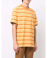 orange horizontal gestreiftes T-Shirt mit einem Rundhalsausschnitt von Dickies Construct