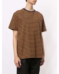 orange horizontal gestreiftes T-Shirt mit einem Rundhalsausschnitt von Wooyoungmi