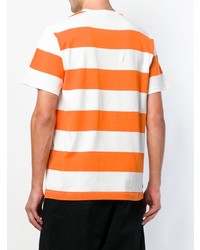 orange horizontal gestreiftes T-Shirt mit einem Rundhalsausschnitt von Neighborhood