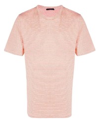 orange horizontal gestreiftes T-Shirt mit einem Rundhalsausschnitt von The Gigi