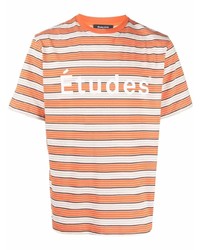 orange horizontal gestreiftes T-Shirt mit einem Rundhalsausschnitt von Études