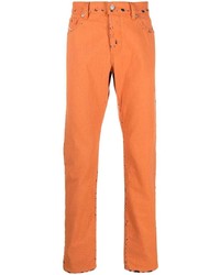 orange Jeans mit Destroyed-Effekten