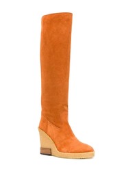 orange kniehohe Stiefel aus Wildleder von Tod's