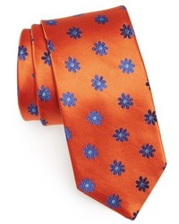 orange Krawatte mit Blumenmuster