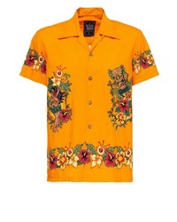 orange Kurzarmhemd mit Blumenmuster von KINGKEROSIN