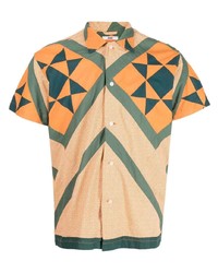 orange Kurzarmhemd mit geometrischem Muster