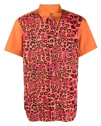 orange Kurzarmhemd mit Leopardenmuster von Black Comme Des Garçons