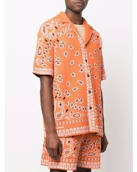 orange Kurzarmhemd mit Paisley-Muster von Alanui