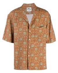 orange Kurzarmhemd mit Paisley-Muster von President’S