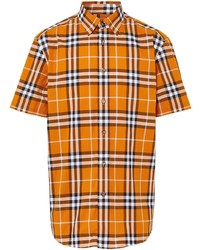 orange Kurzarmhemd mit Schottenmuster von Burberry