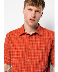 orange Kurzarmhemd mit Schottenmuster von Jack Wolfskin