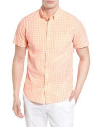 orange Kurzarmhemd mit Vichy-Muster