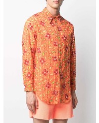 orange Langarmhemd mit Blumenmuster von ERL
