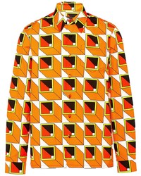 orange Langarmhemd mit geometrischem Muster